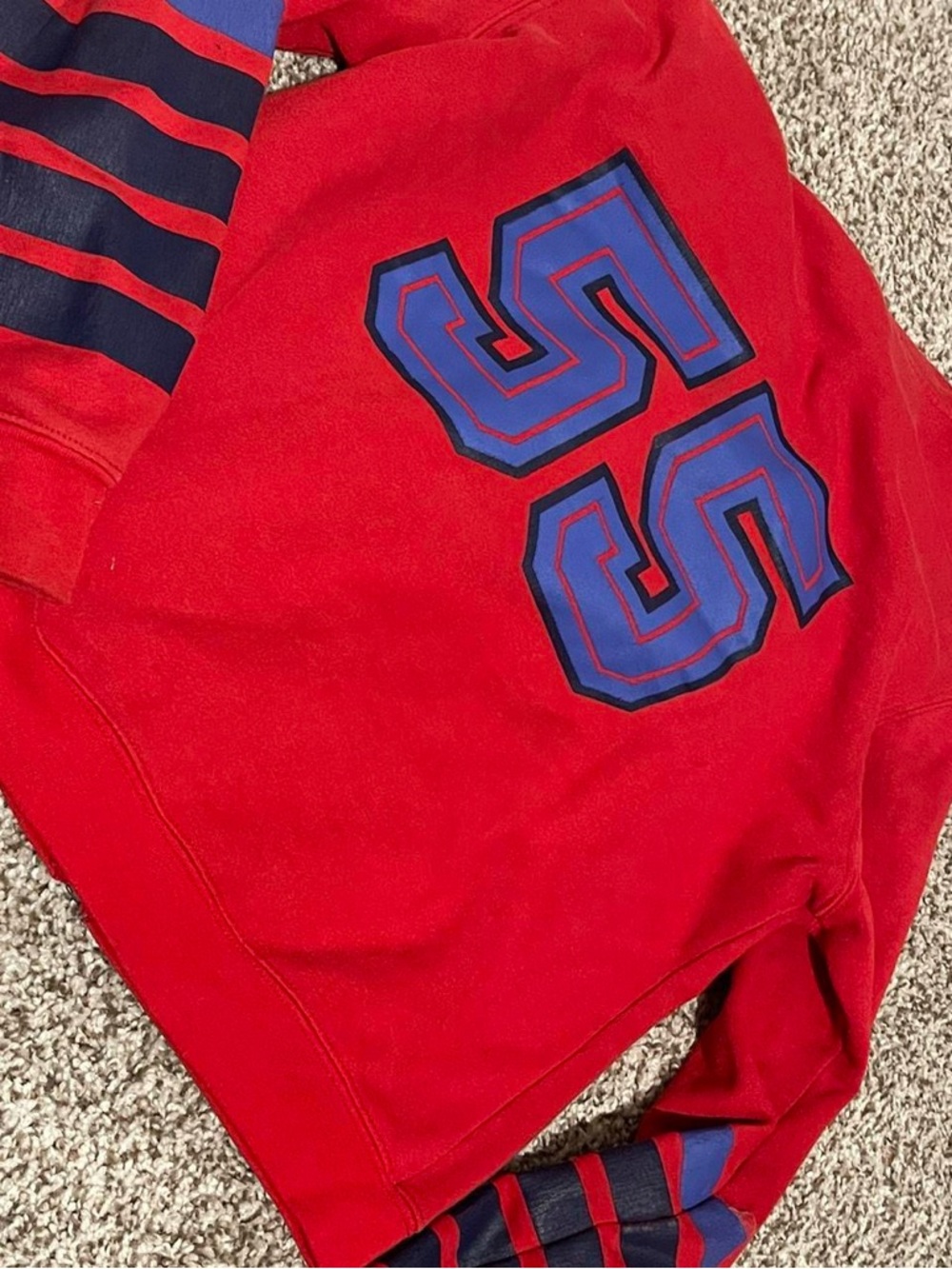 Vintage Bright Red Zip Hoodie with Silver Hardware